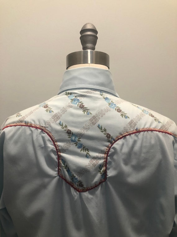 Vintage Western shirt, Floral, oversized collar, … - image 9