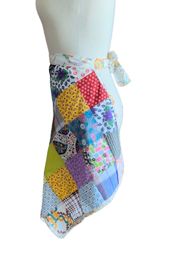Vintage patchwork print apron , handmade,bohemian… - image 2