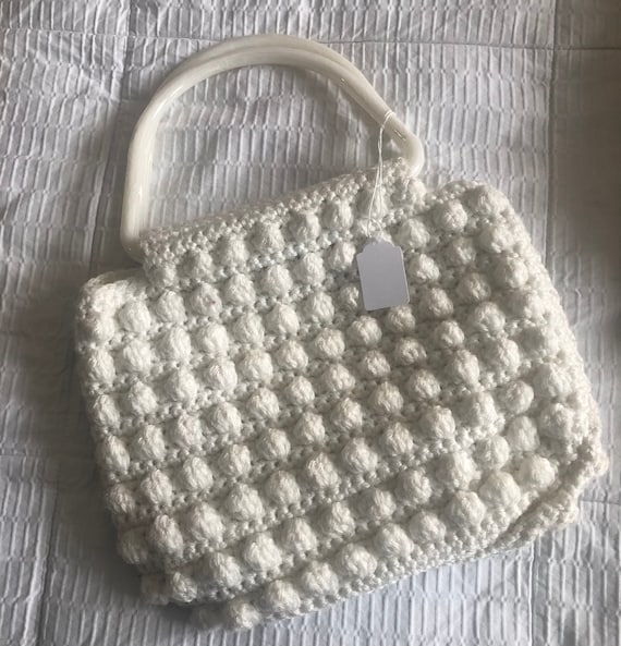 Vintage 1970’s  White Crochet Purse Spring Summer… - image 2