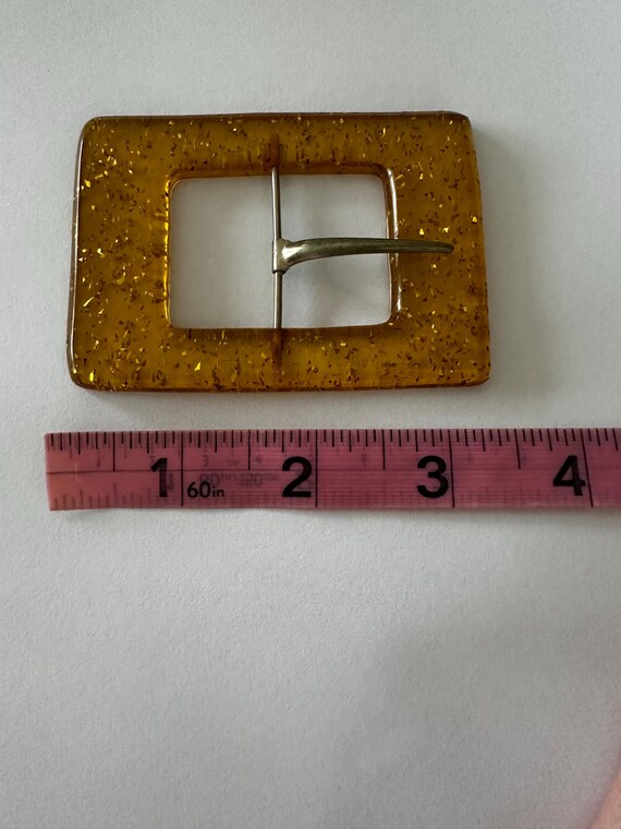 Vintage belt buckle gold with gold specked  shimm… - image 6