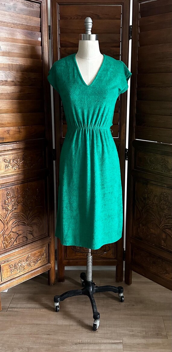 Vintage green Terry cloth summer dress, 1970's dress Vintage green Terry cloth summer dress, 1970's dress