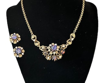 Vintage Coro Dragon's Breath Confetti style:  Necklace Earring Set, late 1940s era, statement piece