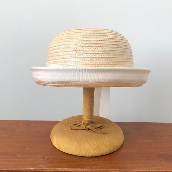 Vintage Straw Hat, Cream Hat, Childs Hat, 1960’s … - image 10