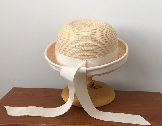 Vintage Straw Hat, Cream Hat, Childs Hat, 1960’s … - image 3