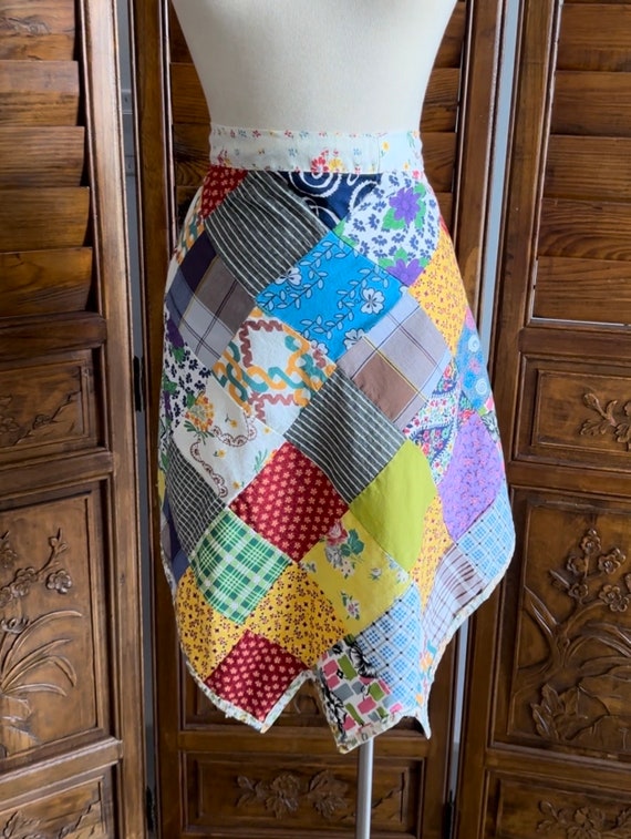 Vintage patchwork print apron , handmade,bohemian… - image 7