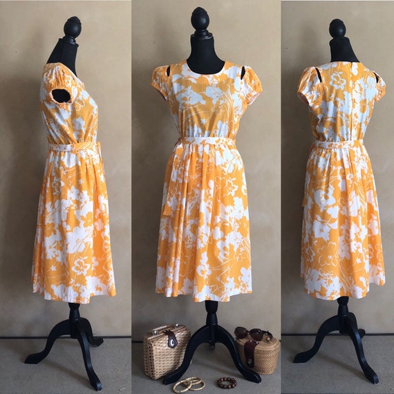 Vintage 70’s Marigold Yellow Floral Dress