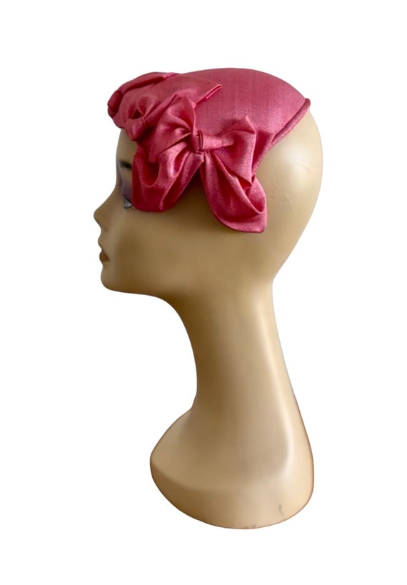 Vintage 1950’s Spring Pink Bow Hat, Cocktail hat, 