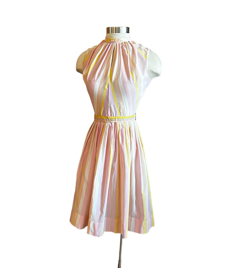 Spring pastels Vintage 1950s 1960s dress, Fit and flare dress image 4