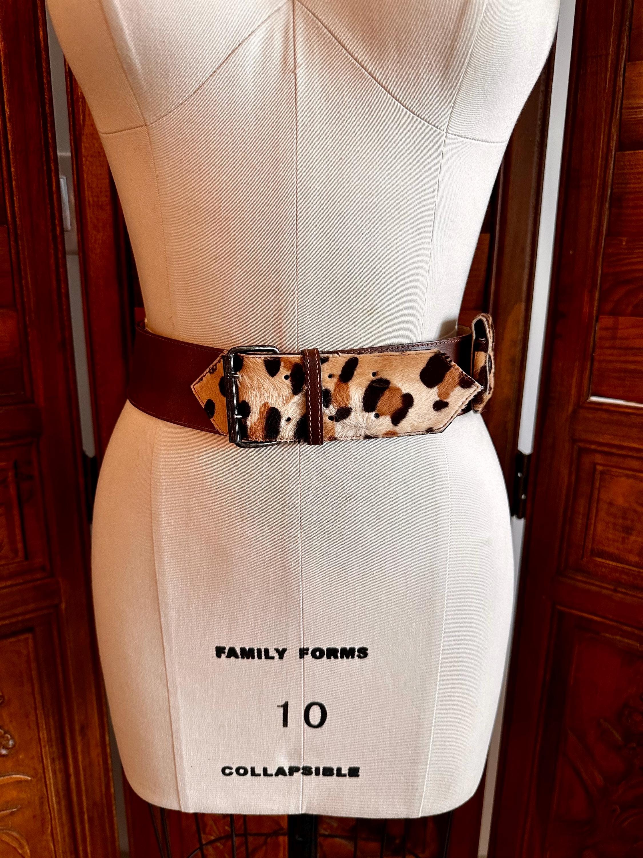 Vintage Leopard Animal Print Belt, Made in Italy, Fall Belt  display picture 3