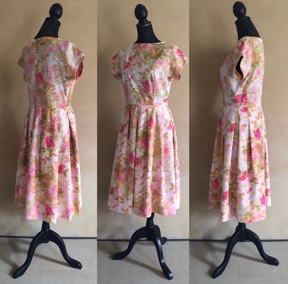 Vintage Dress 1950’s ~ Pink Floral Dress - Label: