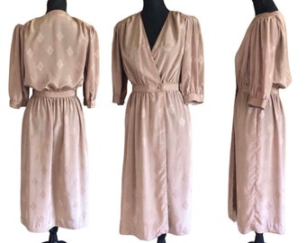 Vintage 1970’s Dress, beige champagne color , wrap style