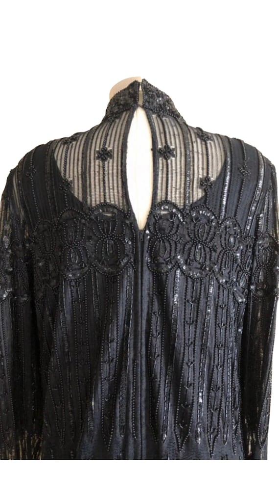 Vintage Black Cocktail dress, heavily Beaded, Gat… - image 5