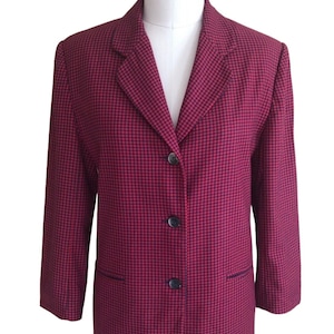 vintage plaid blazer 90s era red and blue esprit label fall preppy style