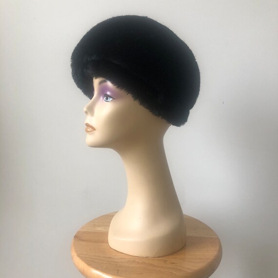 Vintage Black Faux Fur Hat, 1960s Hat, Winter Hat… - image 6