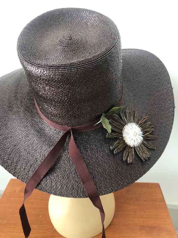 Vintage Brown Straw Hat, Saks 5th Avenue, Summer … - image 8