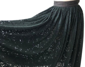 Vintage long Black Lace Full skirt,  romantic style, fancy skirt, special occasion