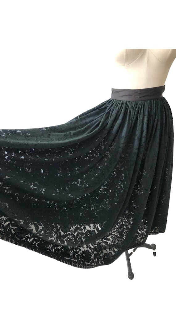 Vintage long Black Lace Full skirt,  romantic styl