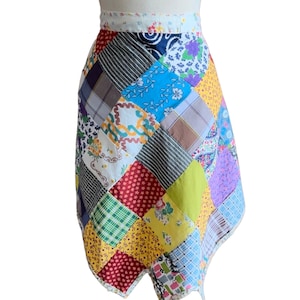 Vintage patchwork print apron , handmade,bohemian style, 1970’s era