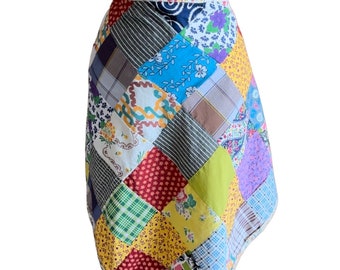 Vintage patchwork print apron , handmade,bohemian style, 1970’s era