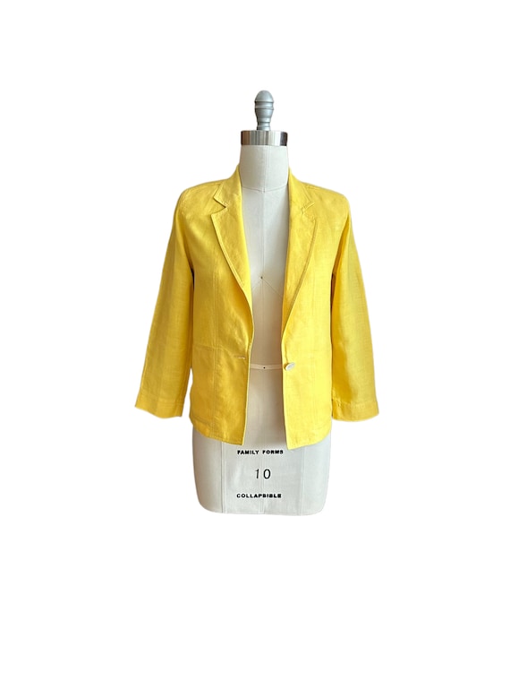 Vintage Bright Yellow Linen Blazer, Christian Dior