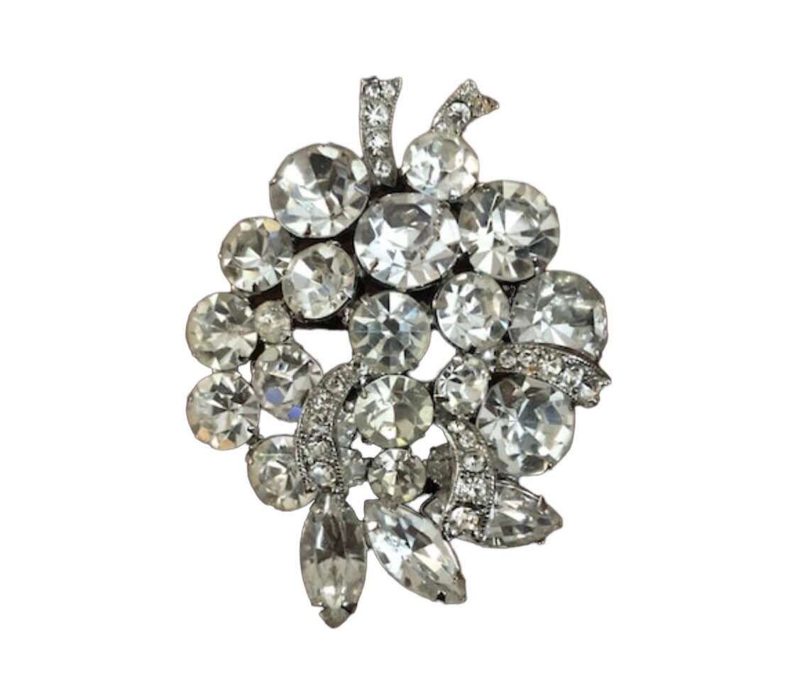 ン 大人気 新品 ノ Vintage 1950's Rhinestone Brooch, Pin, Midcentury Costume その他