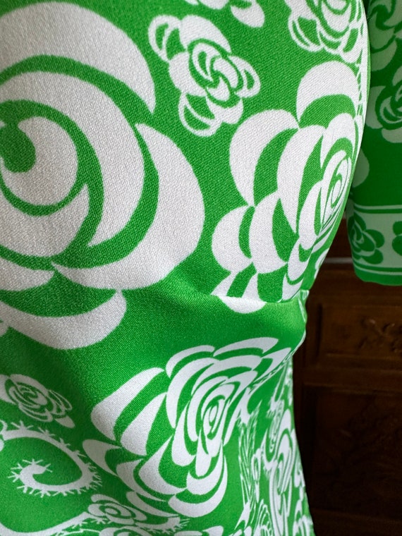 Vintage Bright Green 1960’s Floral Blouse, Alex C… - image 4