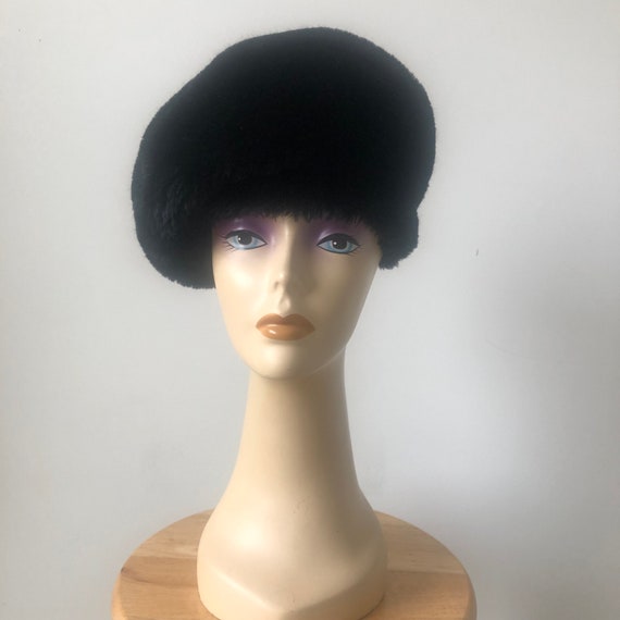 Vintage Black Faux Fur Hat, 1960s Hat, Winter Hat… - image 3