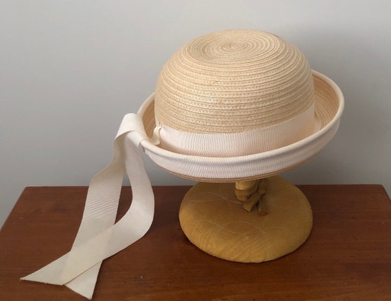 Vintage Straw Hat, Cream Hat, Childs Hat, 1960’s … - image 2