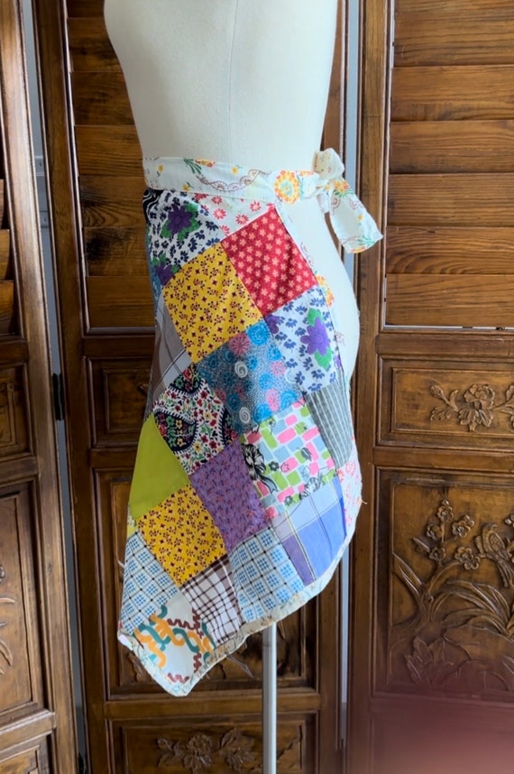 Vintage patchwork print apron , handmade,bohemian… - image 6