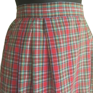 Vintage red tartan plaid long skirt, Holiday plaid