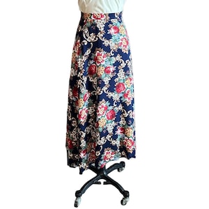 Vintage pretty Fall Floral print long midi skirt