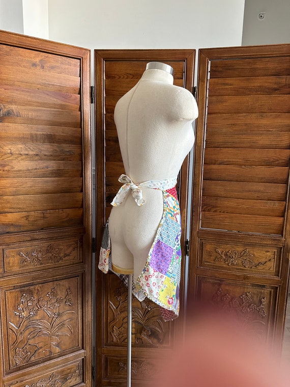 Vintage patchwork print apron , handmade,bohemian… - image 5