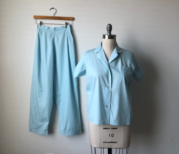 Vintage 1950’s Blue Cotton Pajamas, Vintage sleep… - image 8