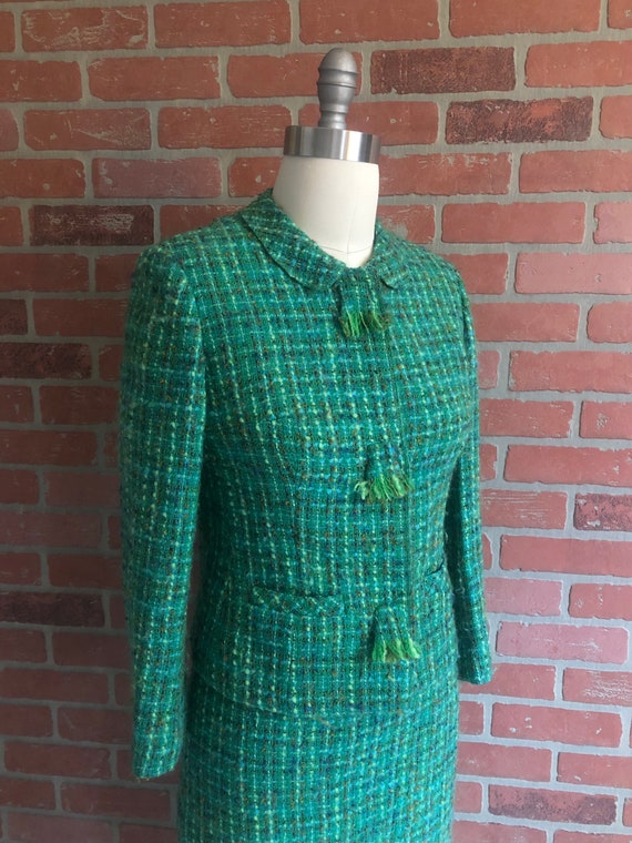 Vintage 1960’s Suit ~ Boucle Skirt Suit in Green