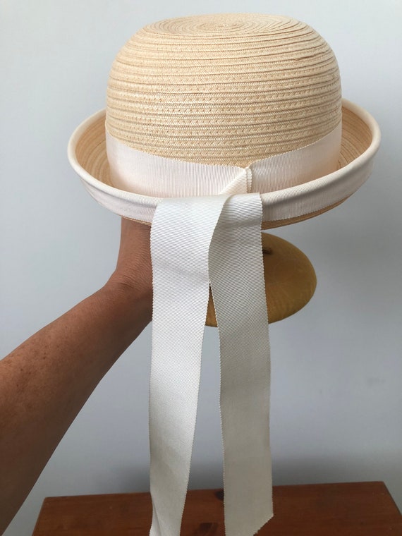 Vintage Straw Hat, Cream Hat, Childs Hat, 1960’s … - image 6