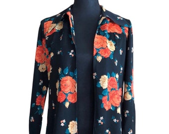 Vintage Rose Blazer, Floral Jacket, 1960’s Vintage, Orange, Fall blazer