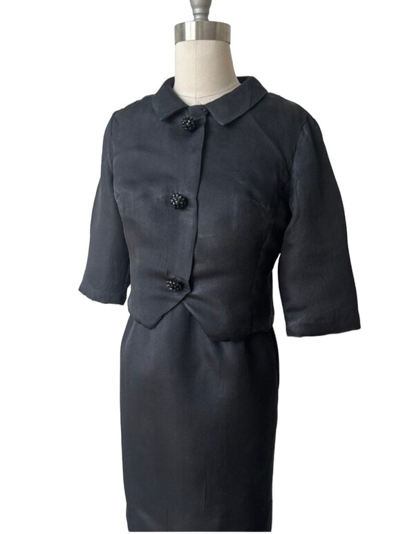 Vintage 1950’s Black Dress with Cropped Jacket, Bl