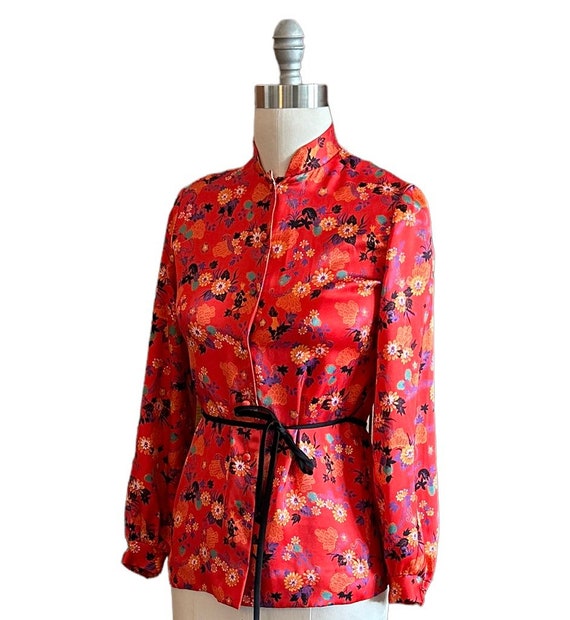 Vintage 1960's Blouse, Chinoiserie Style, Sunny South Label