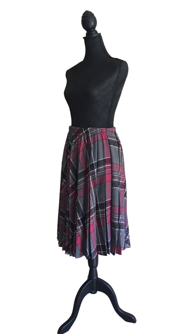 Vintage Pink Plaid pleated Skirt
