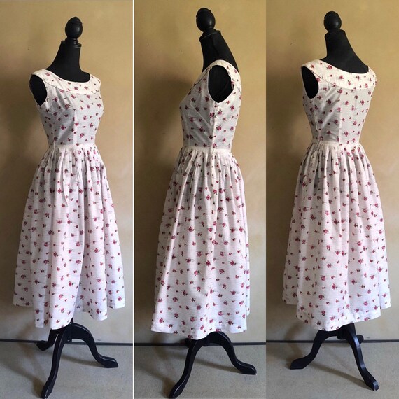 Vintage 50's Dress Floral Rose Print