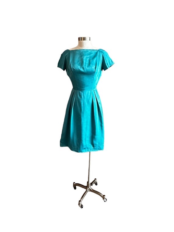 Blue Satin 1950’s Dress, Party dress special occa… - image 1