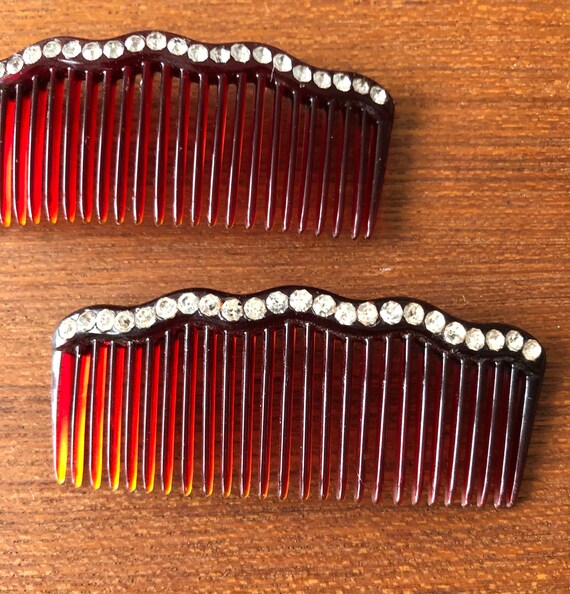 Vintage 1940's Rhinestone  Hair Combs, hair acces… - image 2