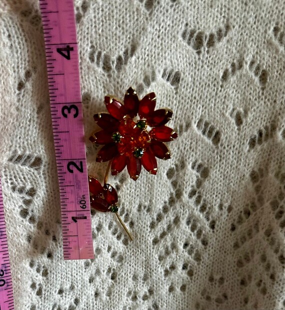 Vintage Rhinestone Flower Brooch, floral pin - image 3