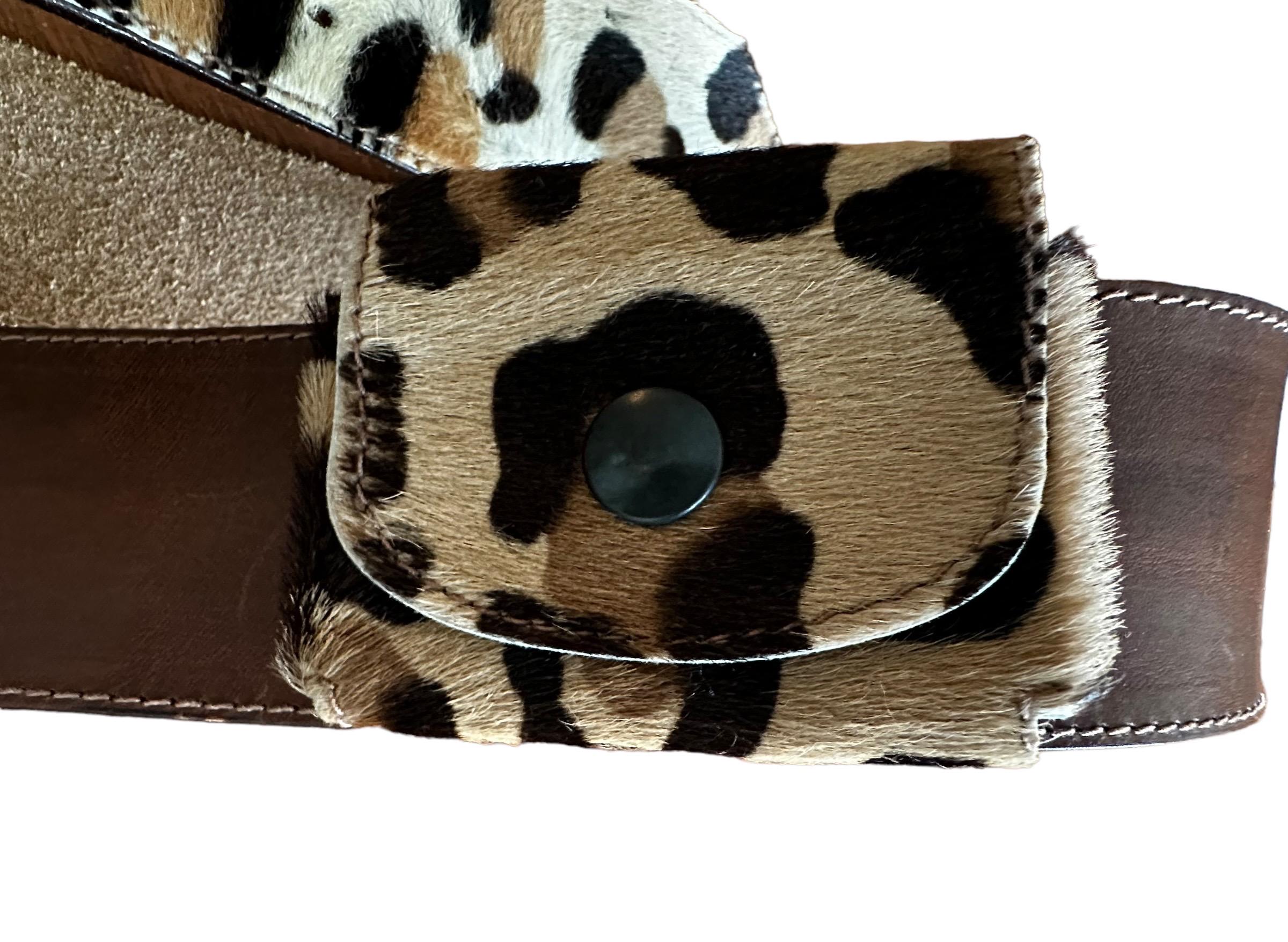 Vintage Leopard Animal Print Belt, Made in Italy, Fall Belt  display picture 1
