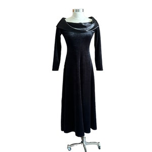 Vintage Black Velvet maxi dress, party dress, special occasion