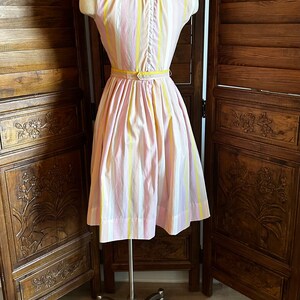 Spring pastels Vintage 1950s 1960s dress, Fit and flare dress image 9