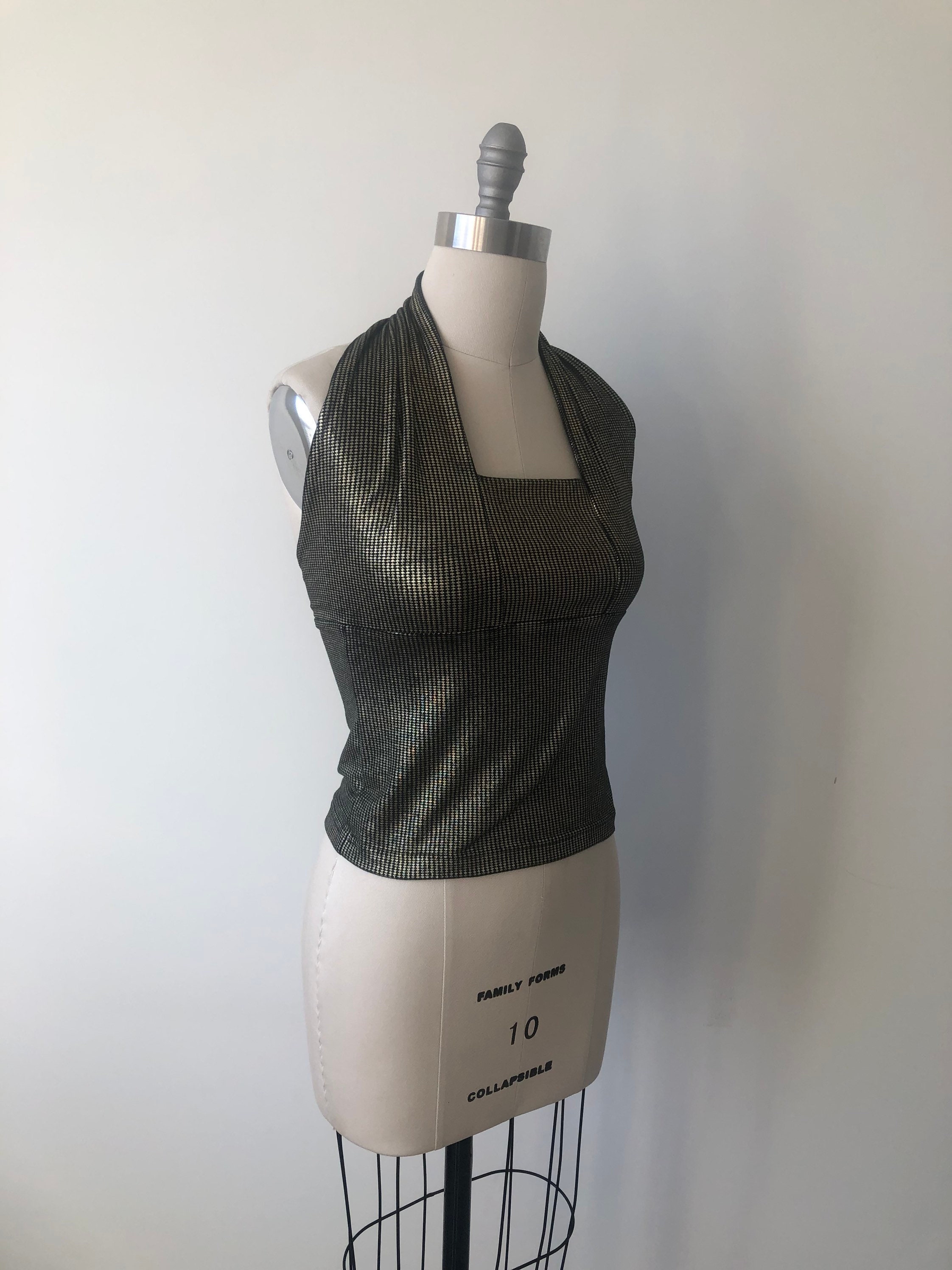 70s Gold Halter Top - Etsy