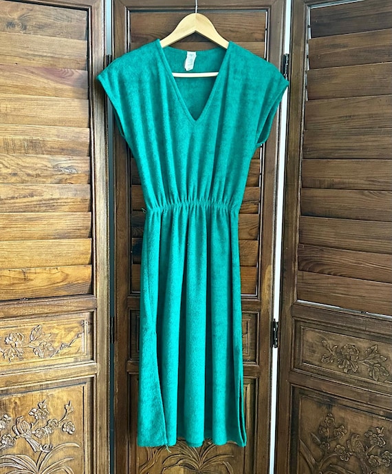 green terry cloth dress Valerie Terry Towelling Dress Green main image 1