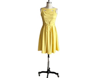 Vintage Spring Bright Yellow Dress,  fit and flare, day dress
