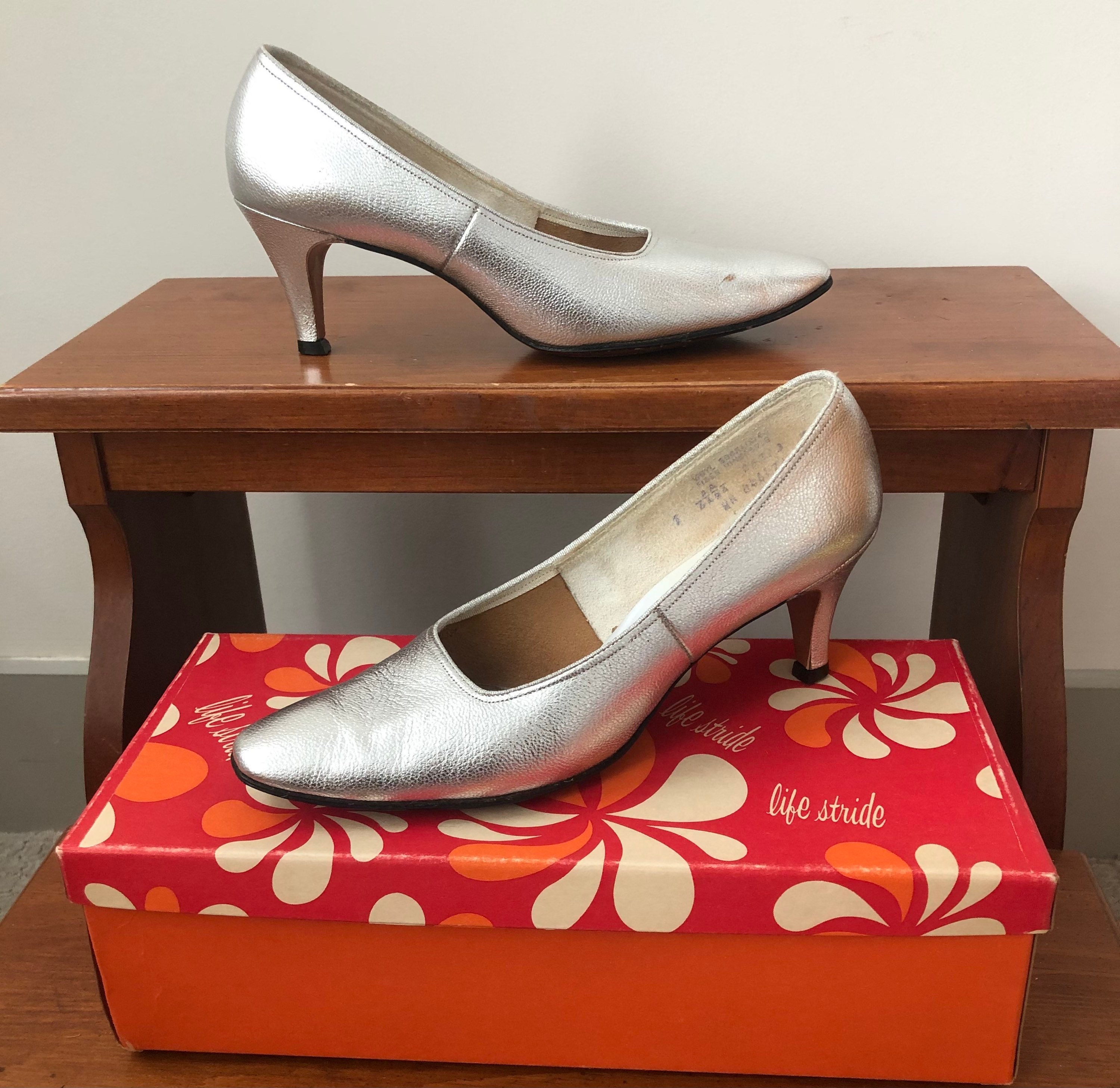 Silver kitten top heels size 7